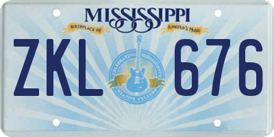 MS license plate ZKL676