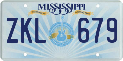 MS license plate ZKL679