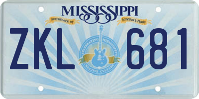 MS license plate ZKL681