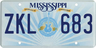 MS license plate ZKL683