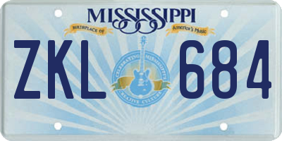 MS license plate ZKL684