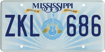 MS license plate ZKL686