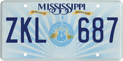 MS license plate ZKL687