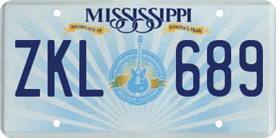 MS license plate ZKL689
