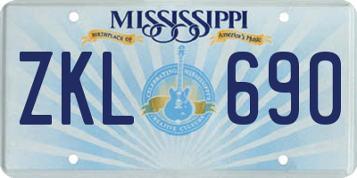 MS license plate ZKL690