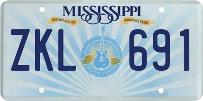 MS license plate ZKL691