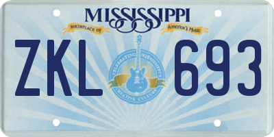 MS license plate ZKL693