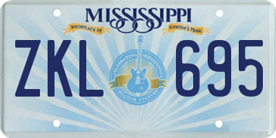 MS license plate ZKL695