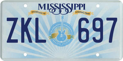 MS license plate ZKL697