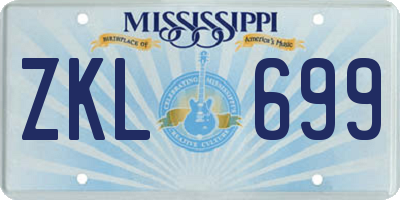 MS license plate ZKL699
