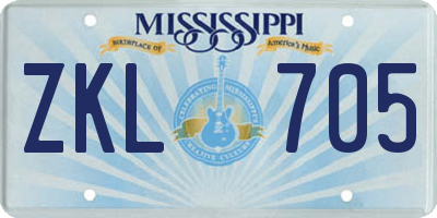 MS license plate ZKL705