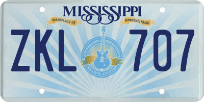 MS license plate ZKL707