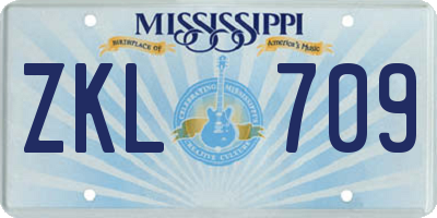 MS license plate ZKL709