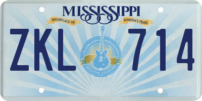 MS license plate ZKL714