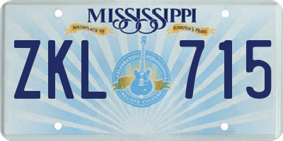 MS license plate ZKL715
