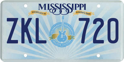 MS license plate ZKL720