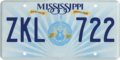 MS license plate ZKL722