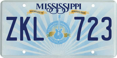 MS license plate ZKL723