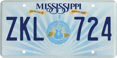 MS license plate ZKL724
