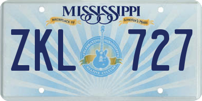 MS license plate ZKL727