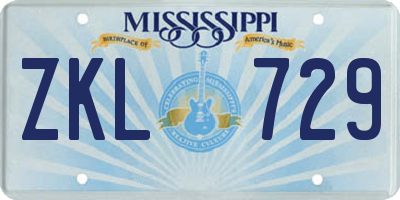 MS license plate ZKL729