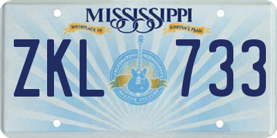 MS license plate ZKL733