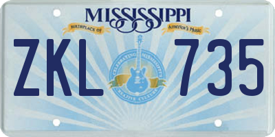 MS license plate ZKL735