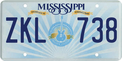 MS license plate ZKL738
