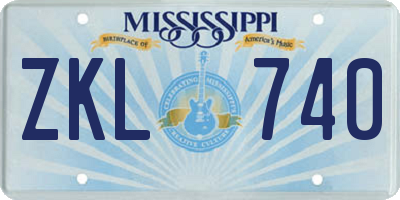 MS license plate ZKL740