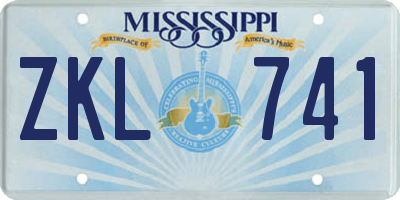 MS license plate ZKL741
