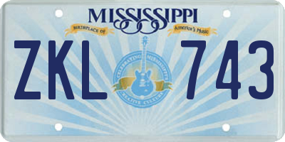 MS license plate ZKL743