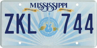 MS license plate ZKL744
