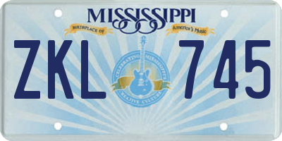 MS license plate ZKL745
