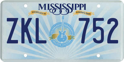 MS license plate ZKL752