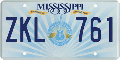 MS license plate ZKL761