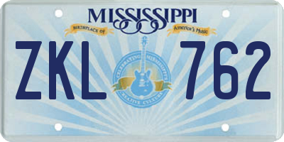 MS license plate ZKL762