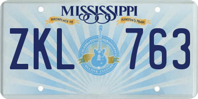 MS license plate ZKL763