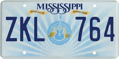 MS license plate ZKL764