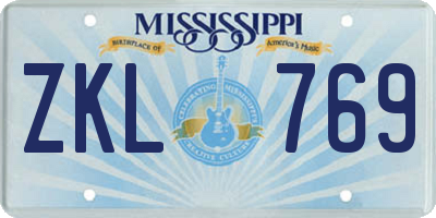 MS license plate ZKL769
