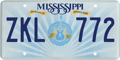 MS license plate ZKL772