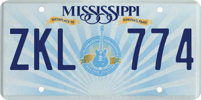 MS license plate ZKL774