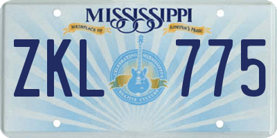 MS license plate ZKL775