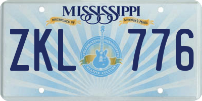 MS license plate ZKL776