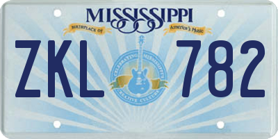 MS license plate ZKL782
