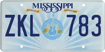 MS license plate ZKL783
