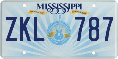 MS license plate ZKL787