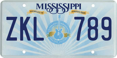 MS license plate ZKL789