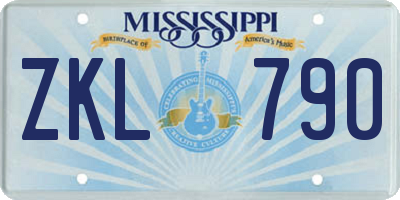 MS license plate ZKL790