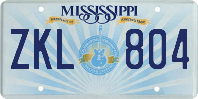 MS license plate ZKL804