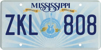 MS license plate ZKL808